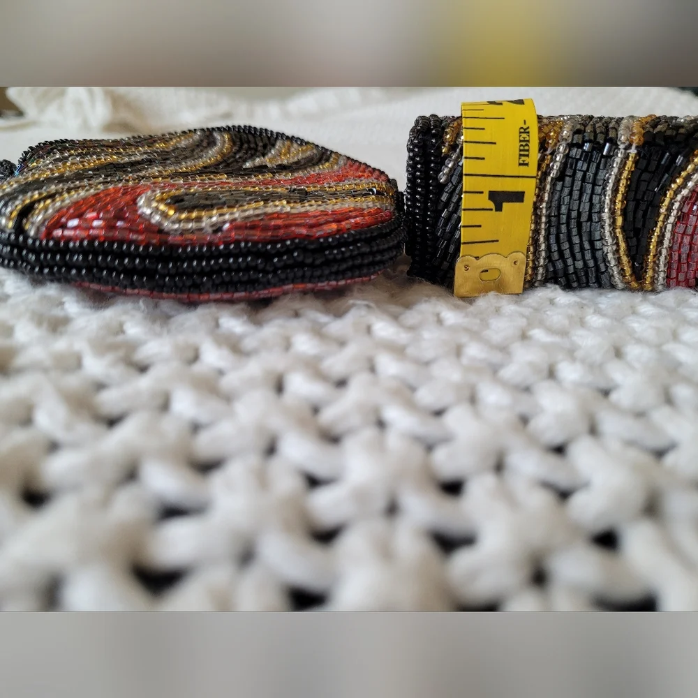 Vintage 80s Small Beaded Coin Purse/Pouch & Lipstick Case, Multicolor